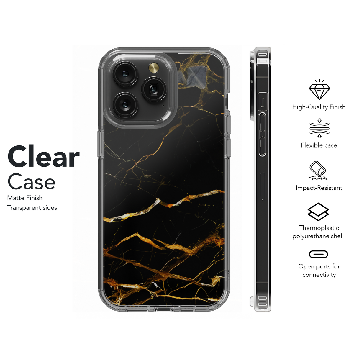 Black Gold Marble Phone Case iPhone Samsung Cover Pixel 2457 - Image 8