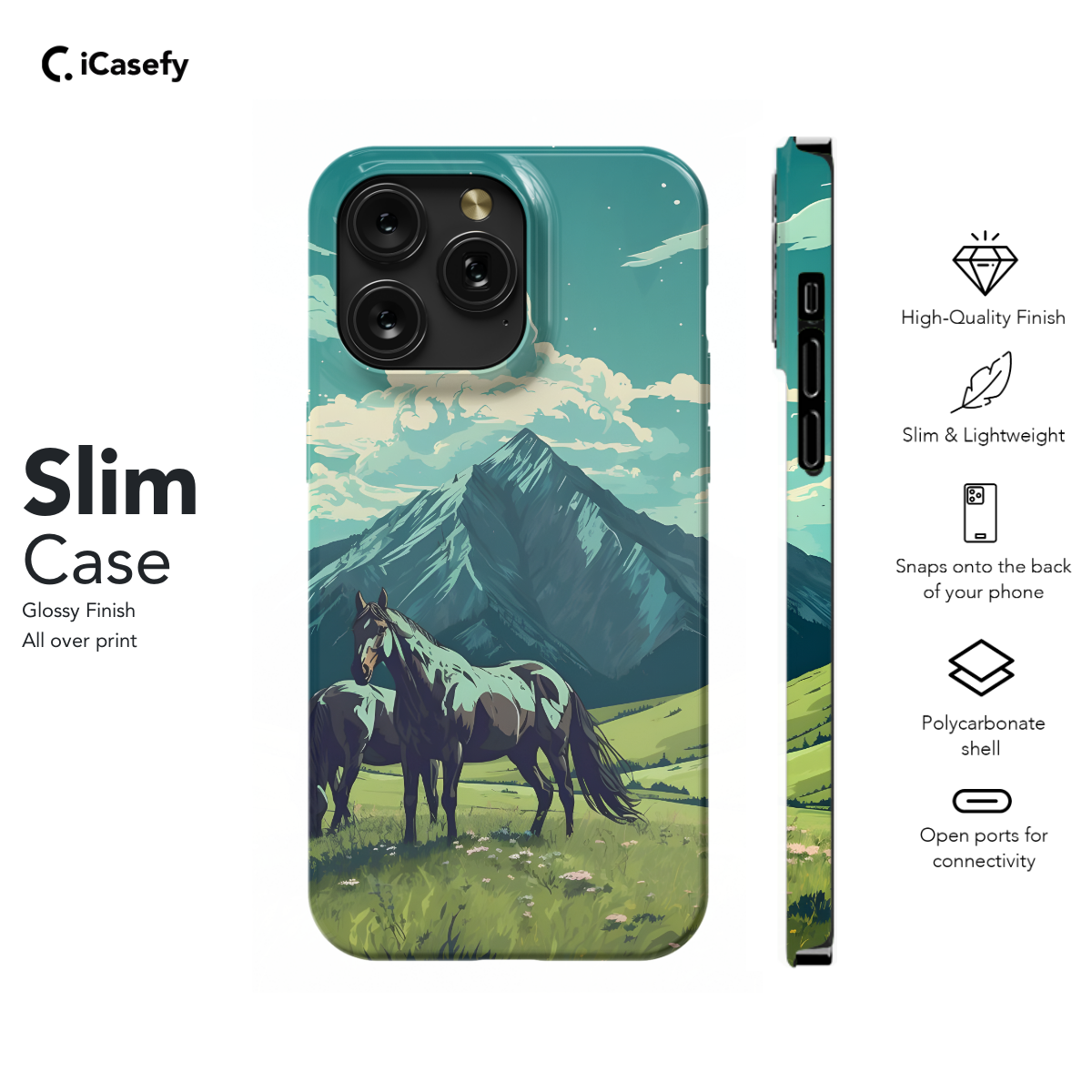 Black Horse in Wild Mountains Phone Case iPhone Samsung Pixel & More 396 - Image 6