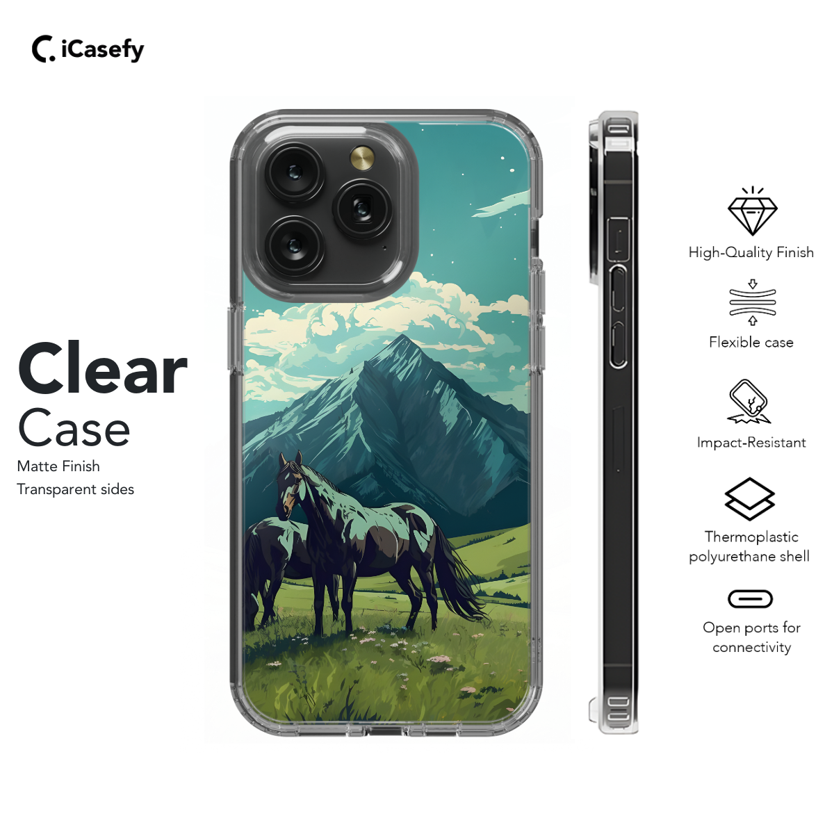 Black Horse in Wild Mountains Phone Case iPhone Samsung Pixel & More 396 - Image 7