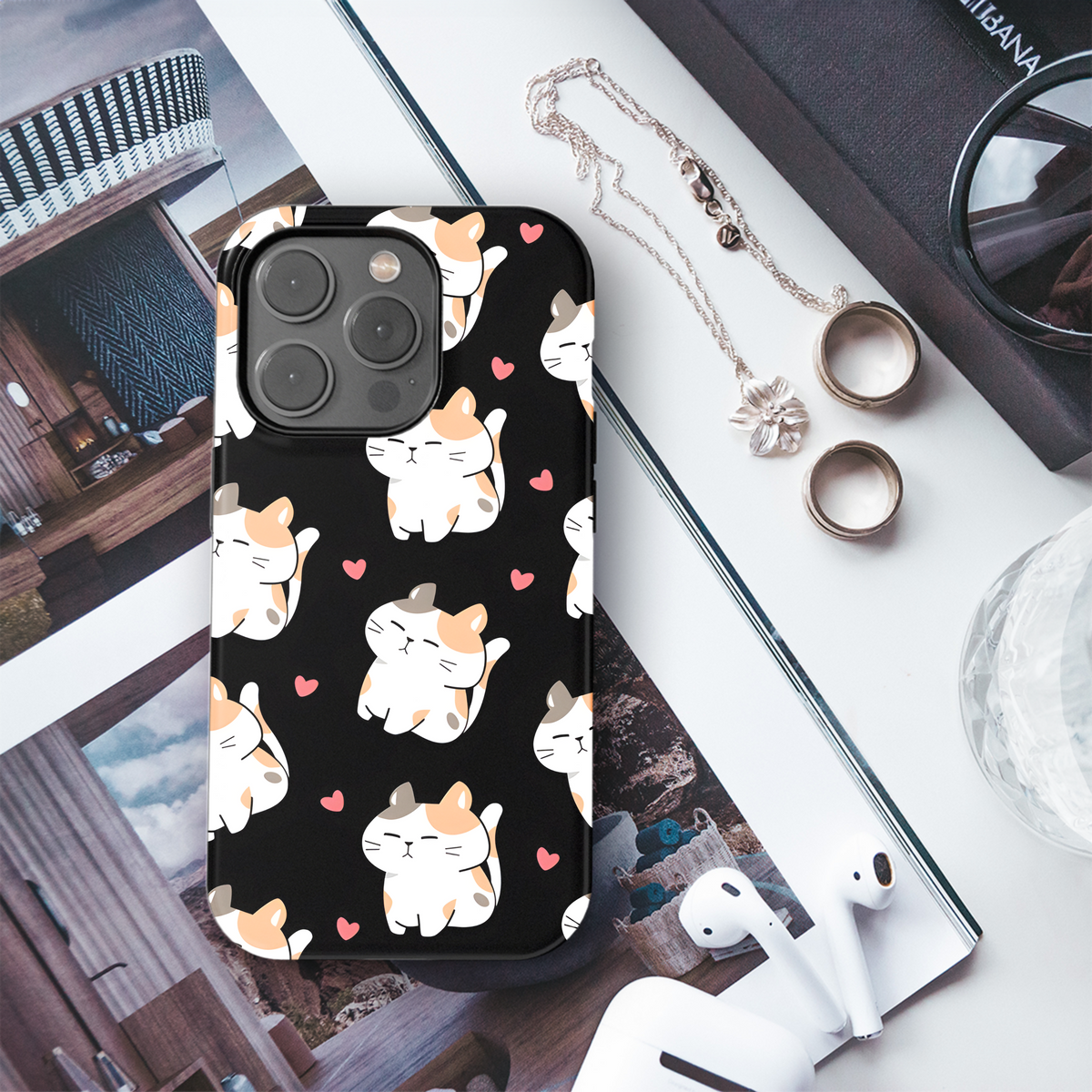 Black Kawaii Cat Phone Case iPhone Samsung Cover Pixel 3243 - Image 3