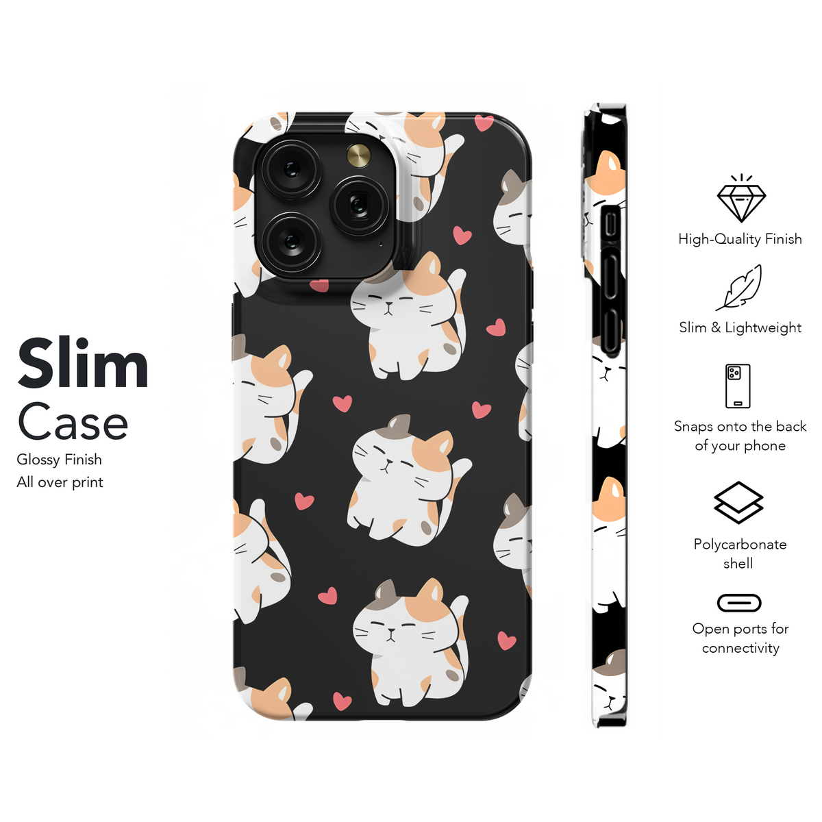 Black Kawaii Cat Phone Case iPhone Samsung Cover Pixel 3243 - Image 7