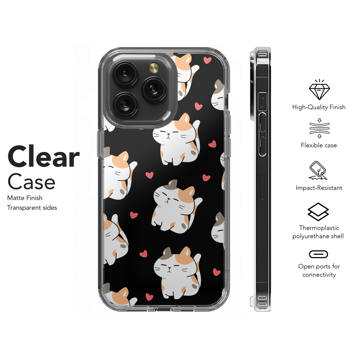 Black Kawaii Cat Phone Case iPhone Samsung Cover Pixel 3243 - Image 8