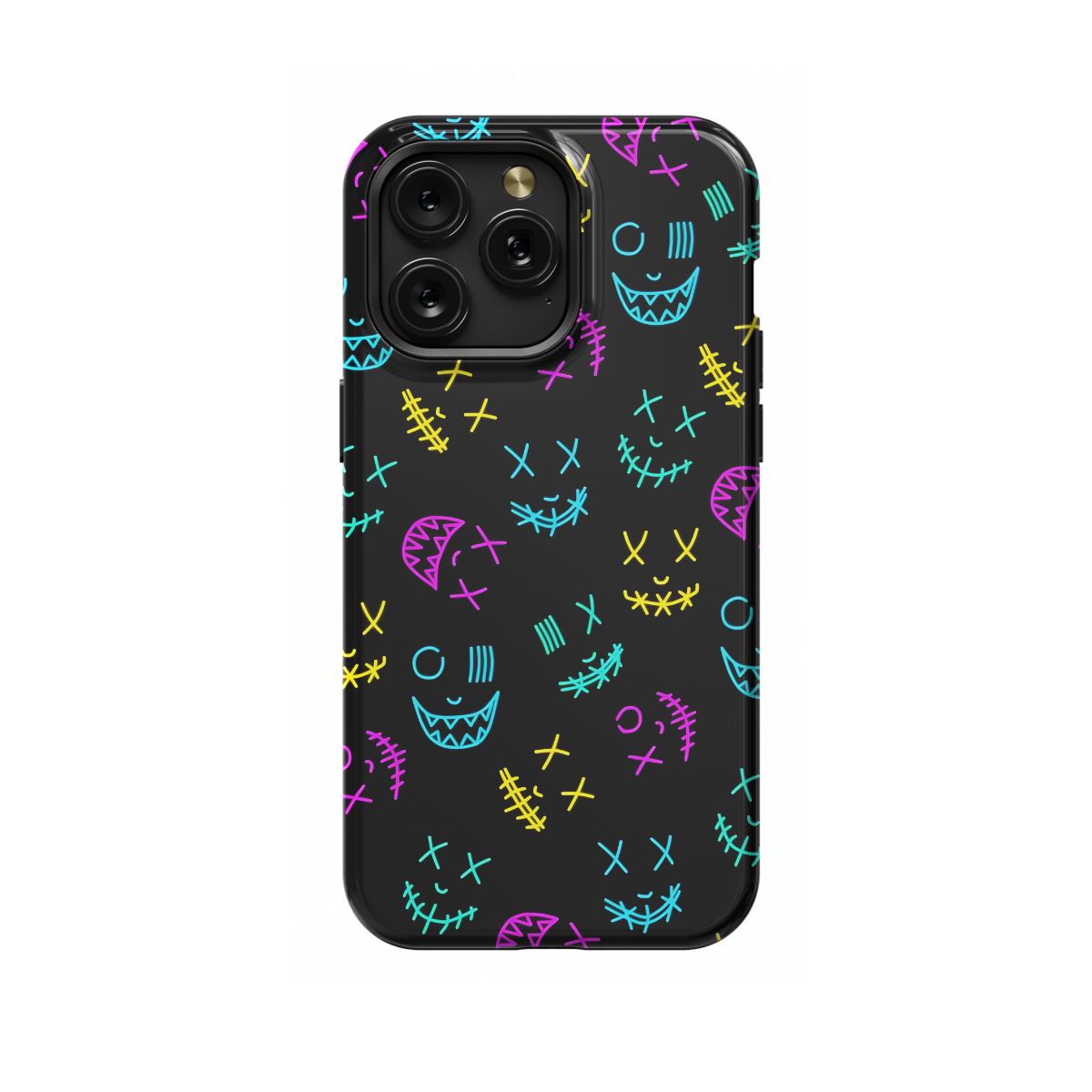 Black Neon Faces Phone Case iPhone Samsung Pixel & More 248 - Image 1