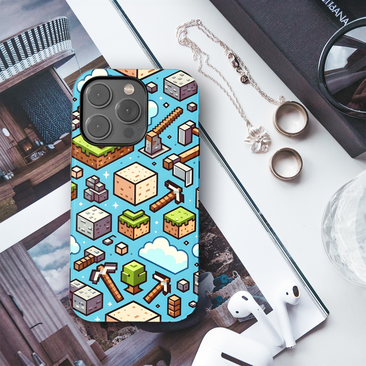 Blocks Pickaxe Phone Case iPhone Samsung Cover Pixel 2798 - Image 3