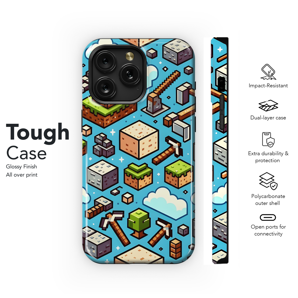 Blocks Pickaxe Phone Case iPhone Samsung Cover Pixel 2798 - Image 6