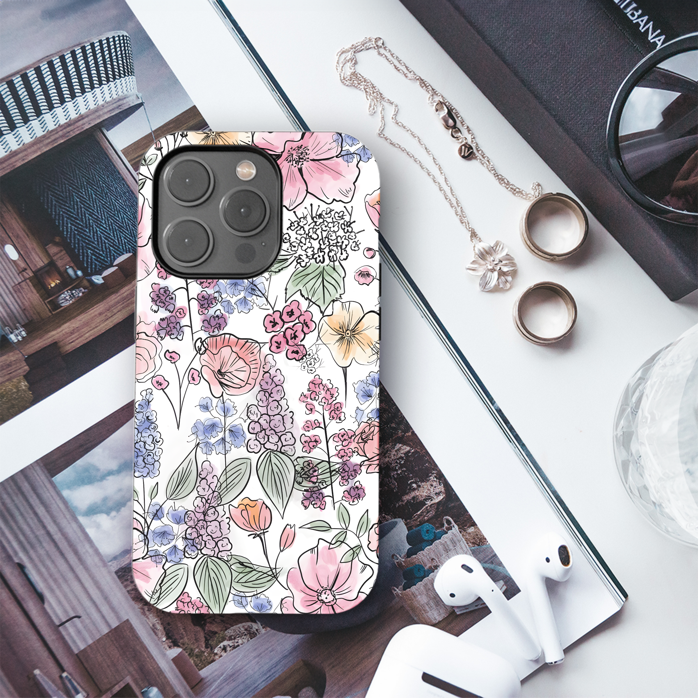 Blooming Watercolor Garden
 Phone Case iPhone Samsung Cover Pixel 4486 - Image 3