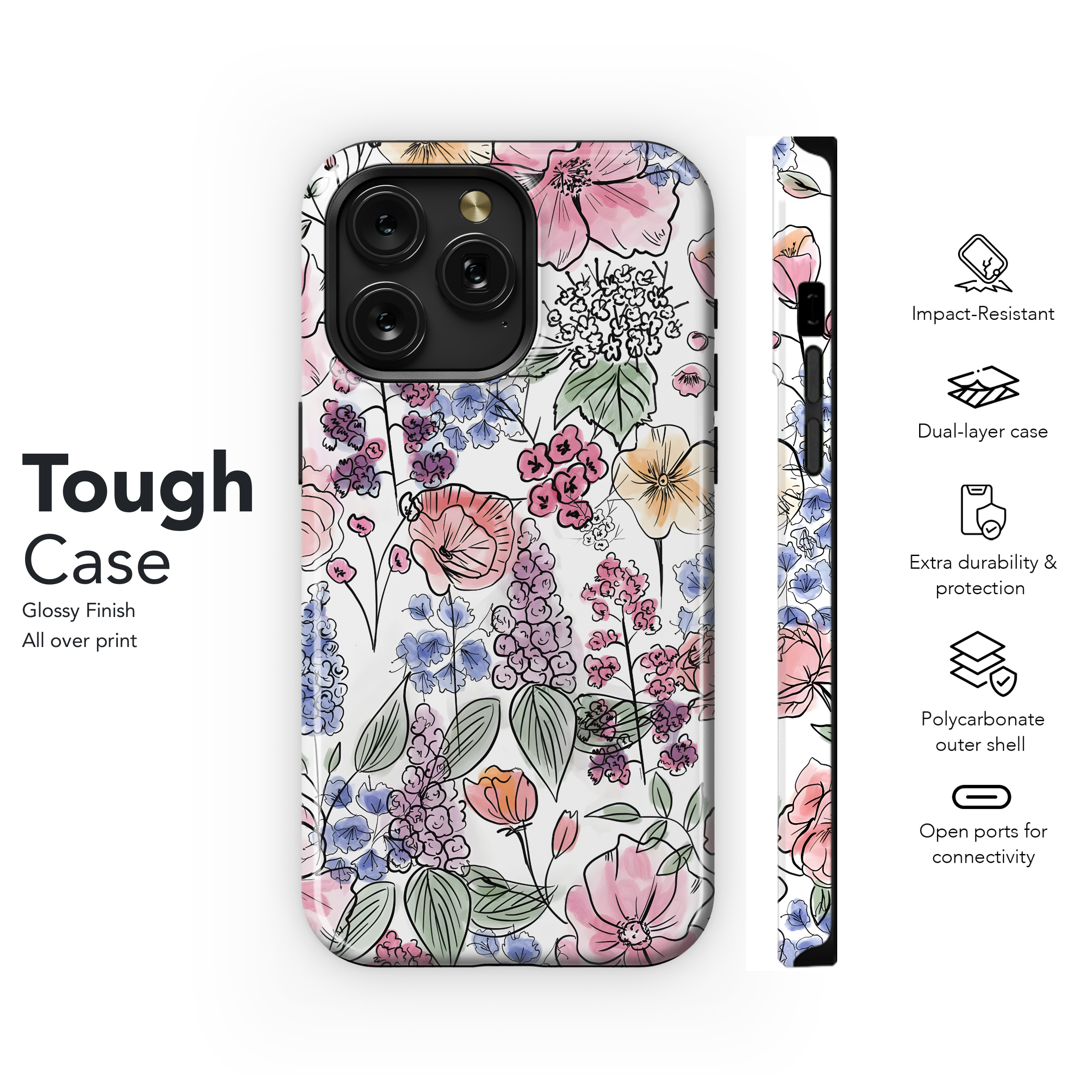 Blooming Watercolor Garden
 Phone Case iPhone Samsung Cover Pixel 4486 - Image 6