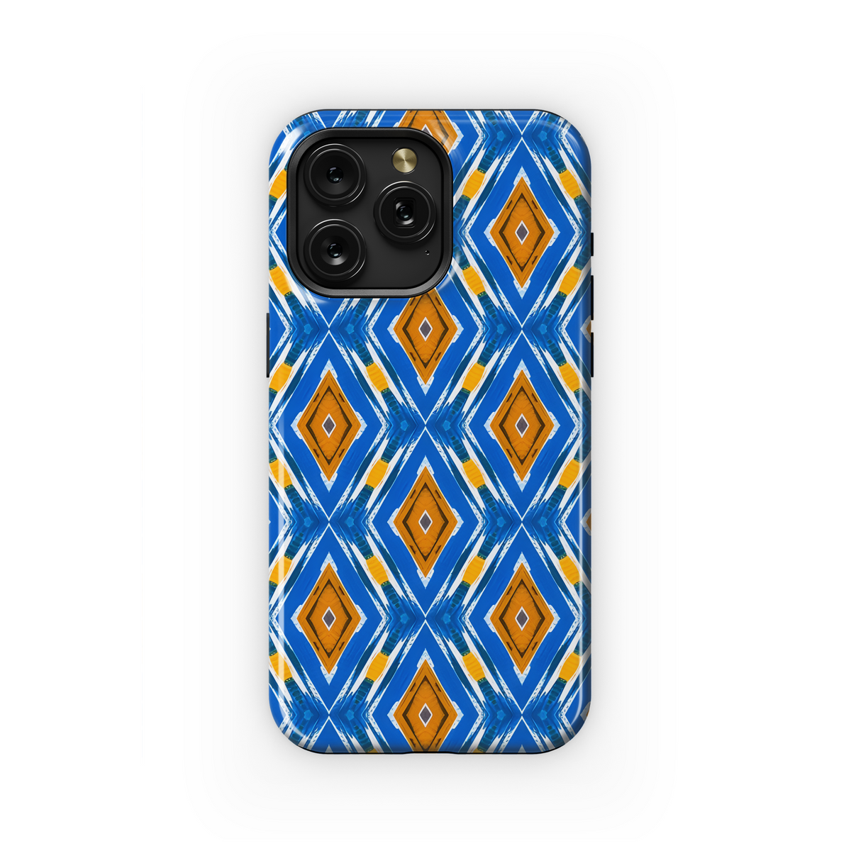 Blue and Golden Diamond Geometric Phone Case iPhone Samsung Cover Pixel 3218 - Image 1