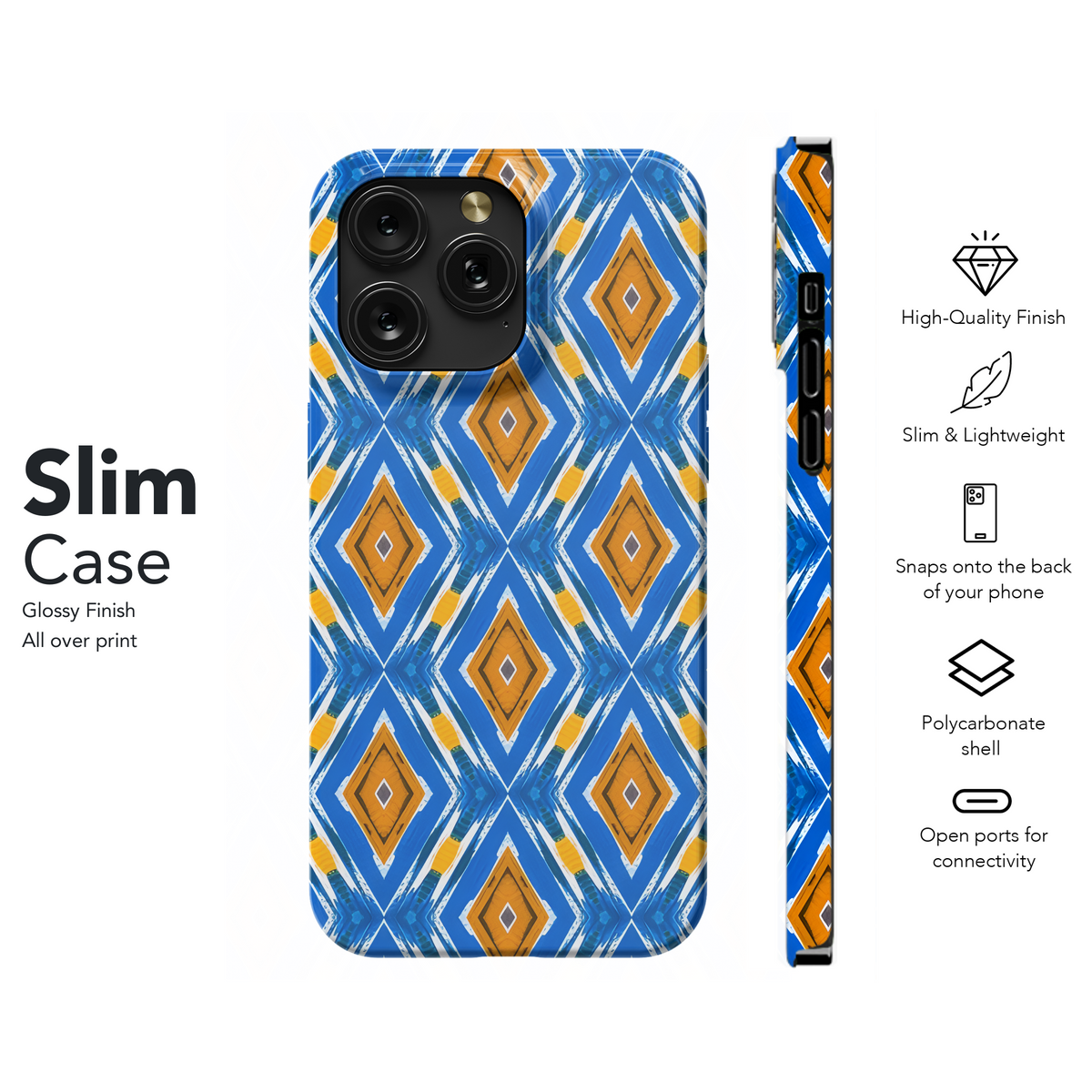 Blue and Golden Diamond Geometric Phone Case iPhone Samsung Cover Pixel 3218 - Image 7