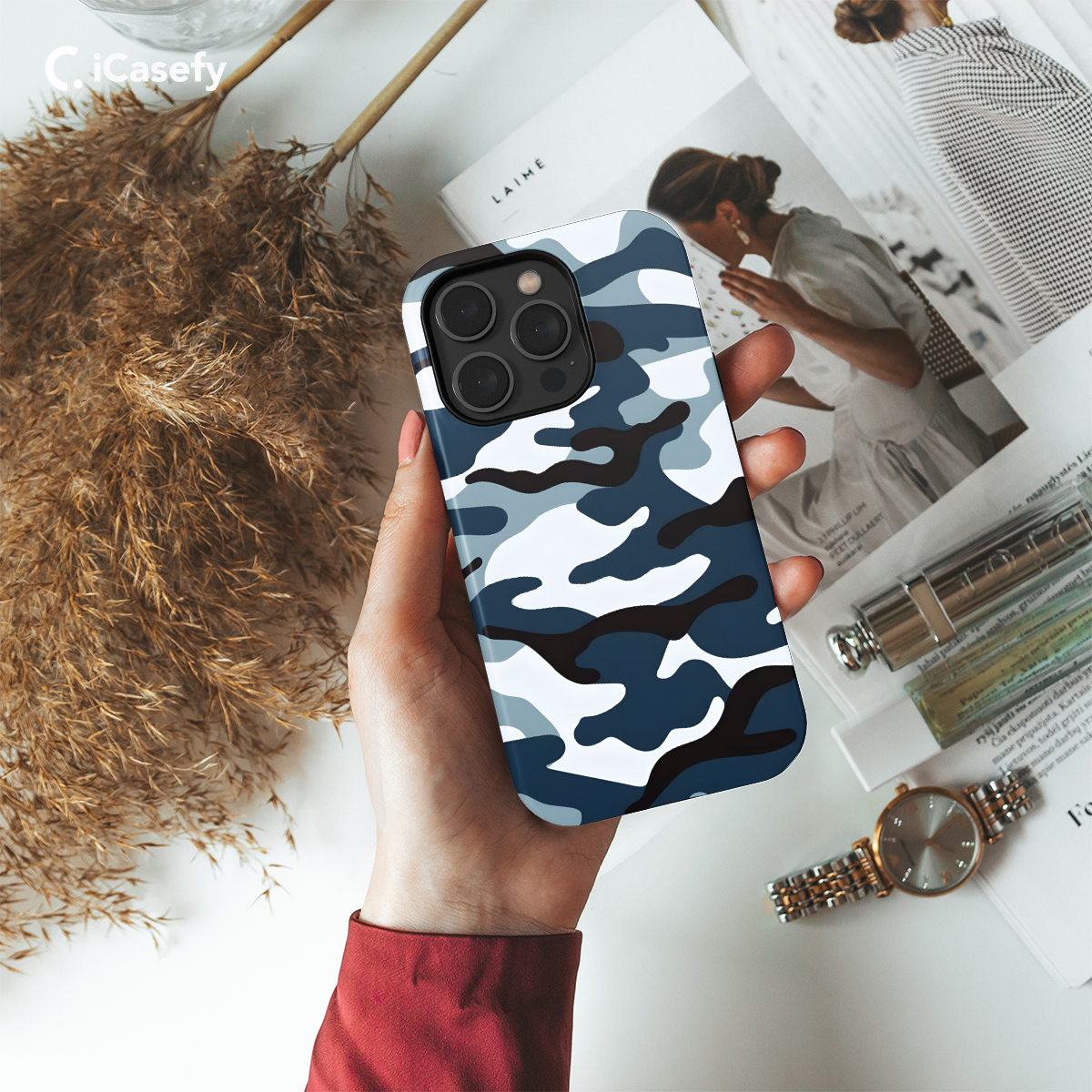 Blue and White Camouflage Phone Case iPhone Samsung Pixel & More 59 - Image 2