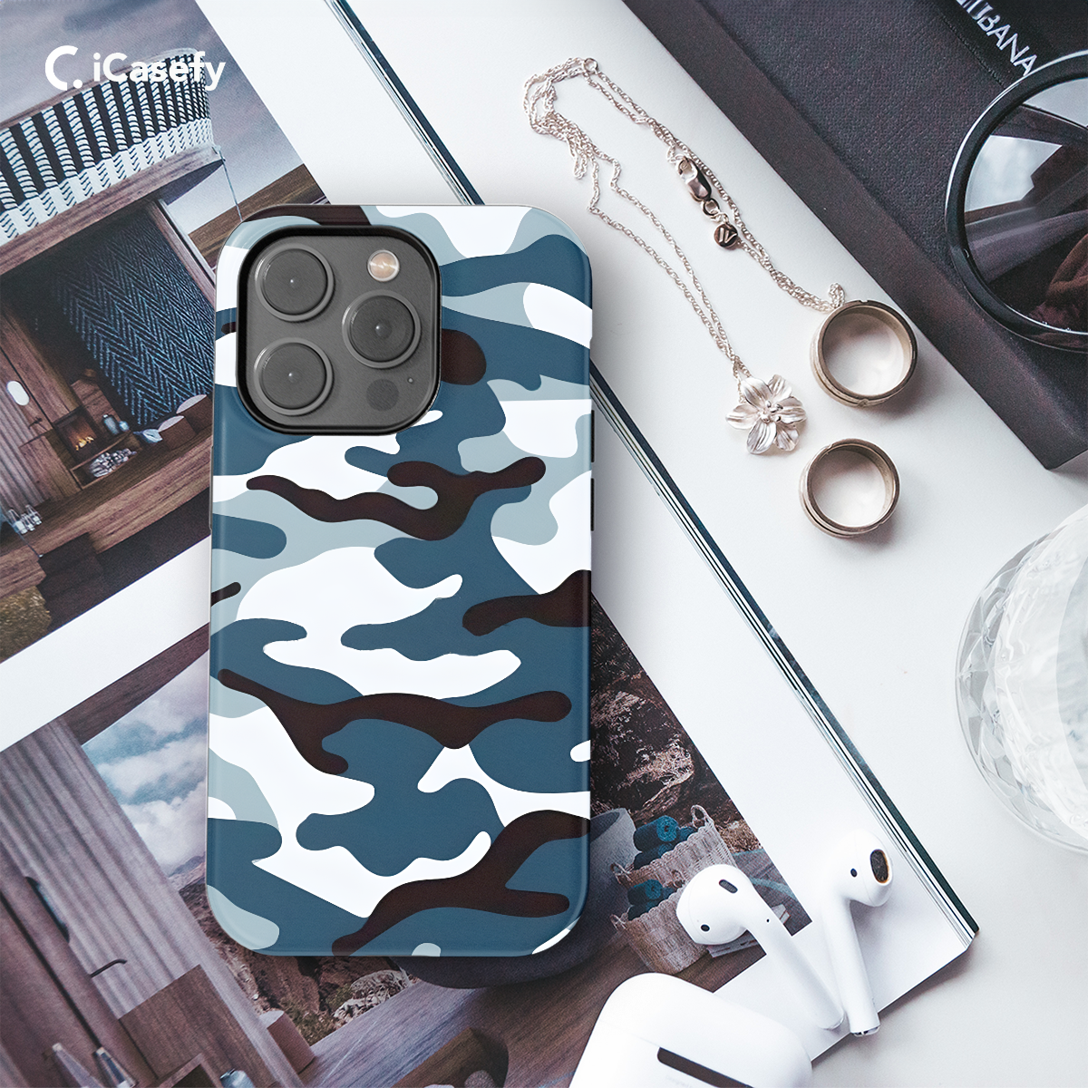 Blue and White Camouflage Phone Case iPhone Samsung Pixel & More 59 - Image 3