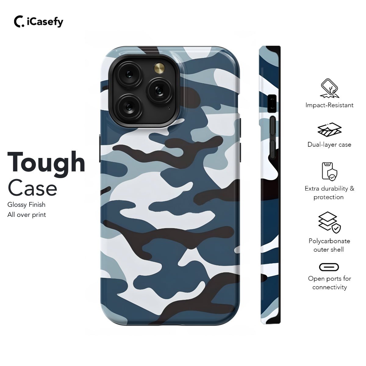 Blue and White Camouflage Phone Case iPhone Samsung Pixel & More 59 - Image 5