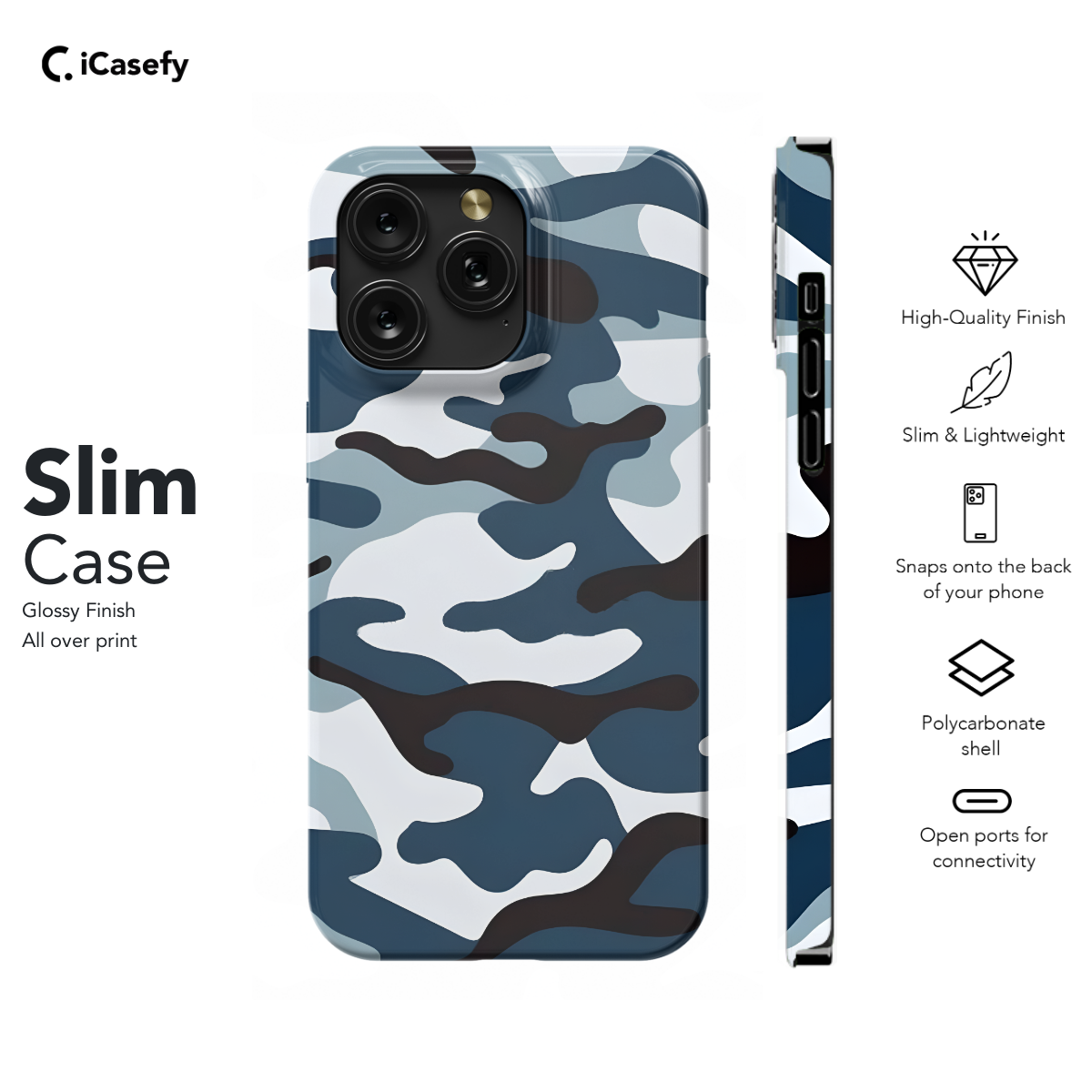 Blue and White Camouflage Phone Case iPhone Samsung Pixel & More 59 - Image 6