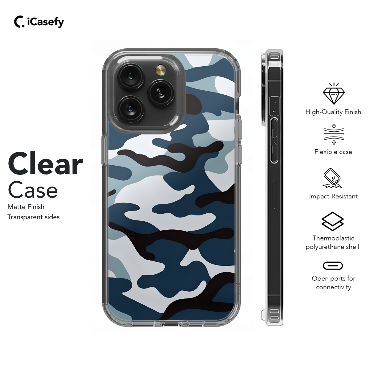 Blue and White Camouflage Phone Case iPhone Samsung Pixel & More 59 - Image 7