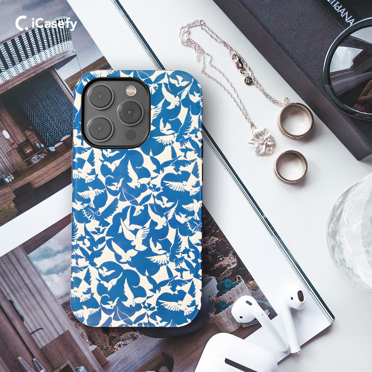 Blue birds Phone Case iPhone Samsung Cover Pixel 1026 - Image 3