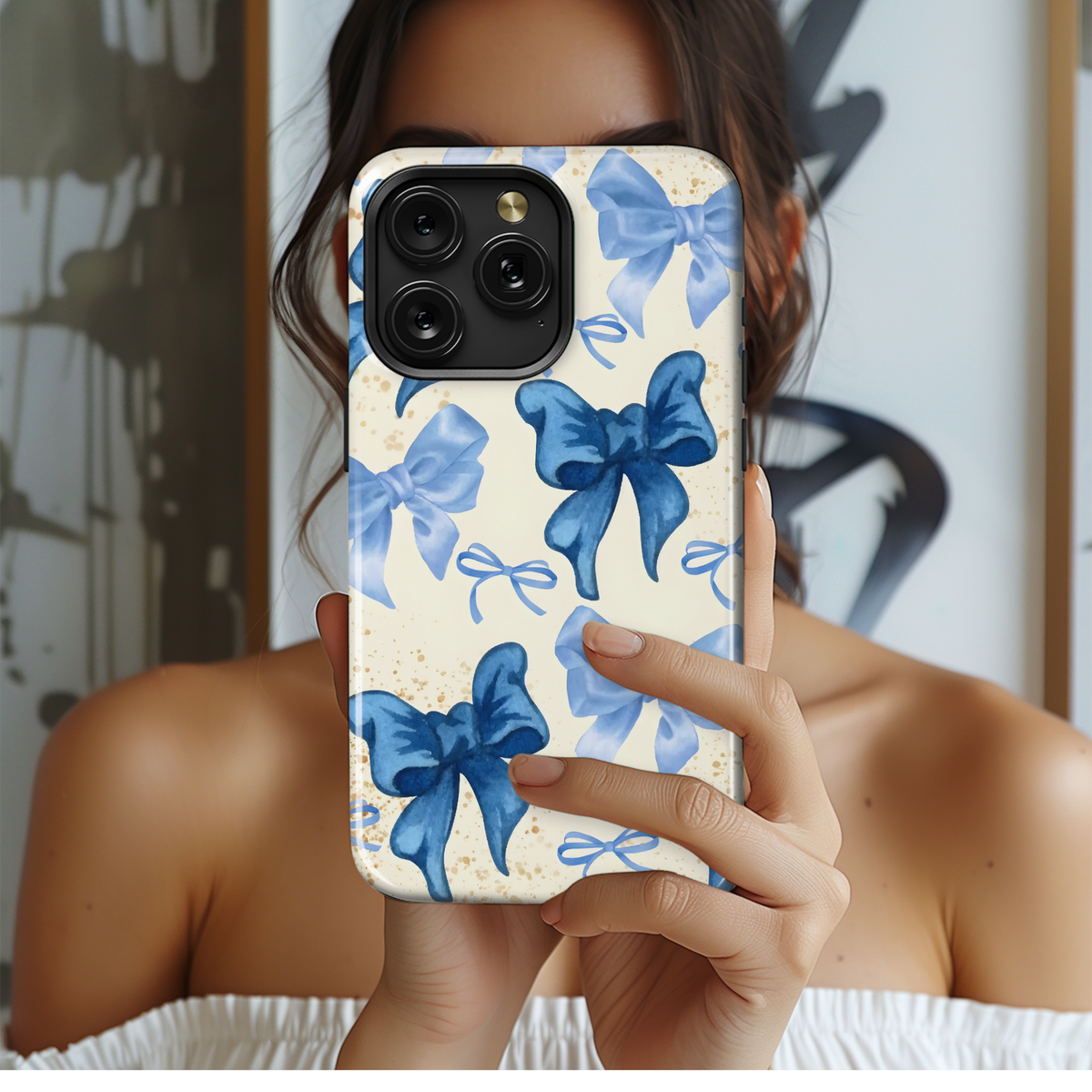 Blue Bow Watercolor Design
 Phone Case iPhone Samsung Cover Pixel 4216 - Image 2