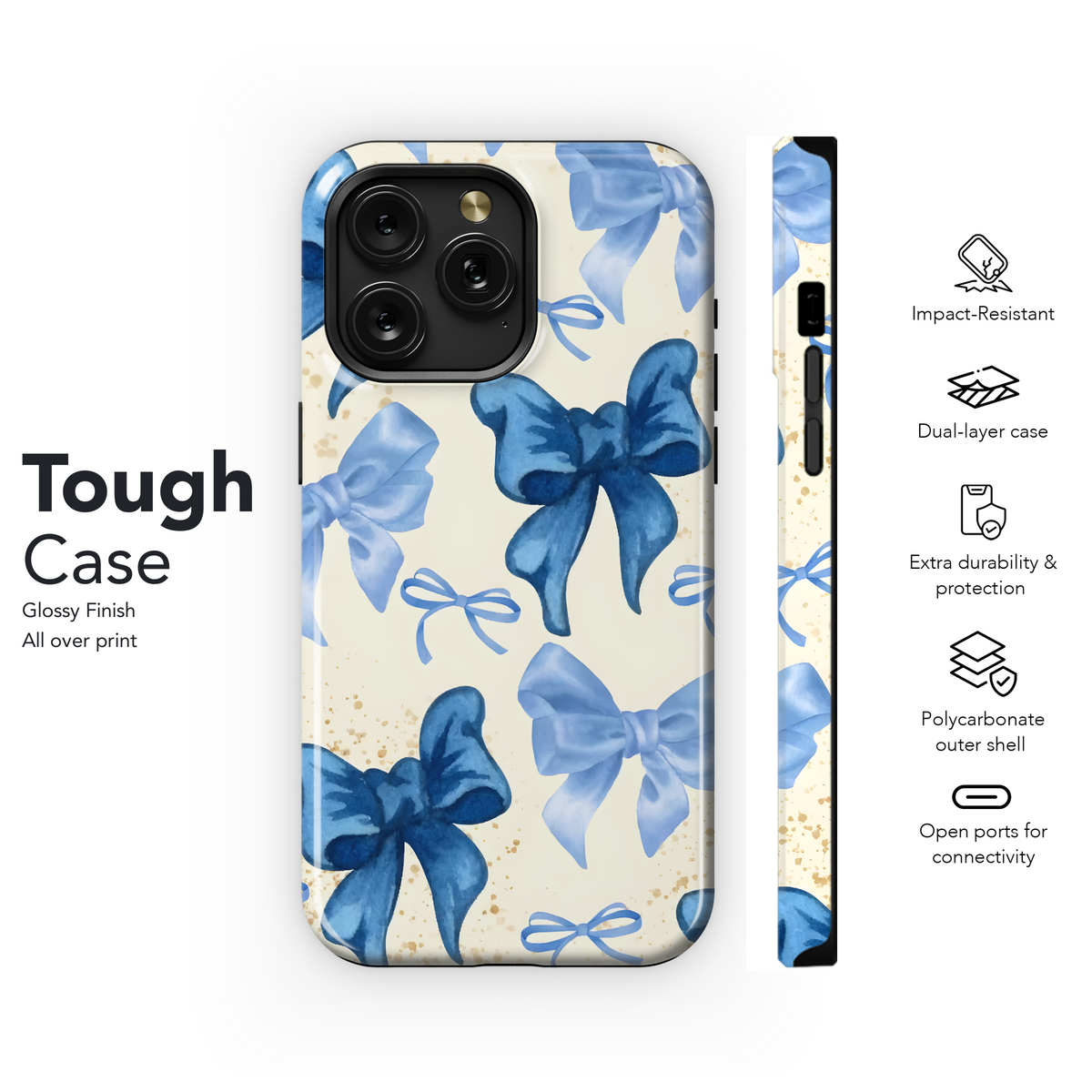 Blue Bow Watercolor Design
 Phone Case iPhone Samsung Cover Pixel 4216 - Image 6