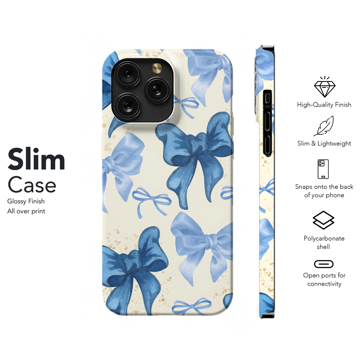 Blue Bow Watercolor Design
 Phone Case iPhone Samsung Cover Pixel 4216 - Image 7