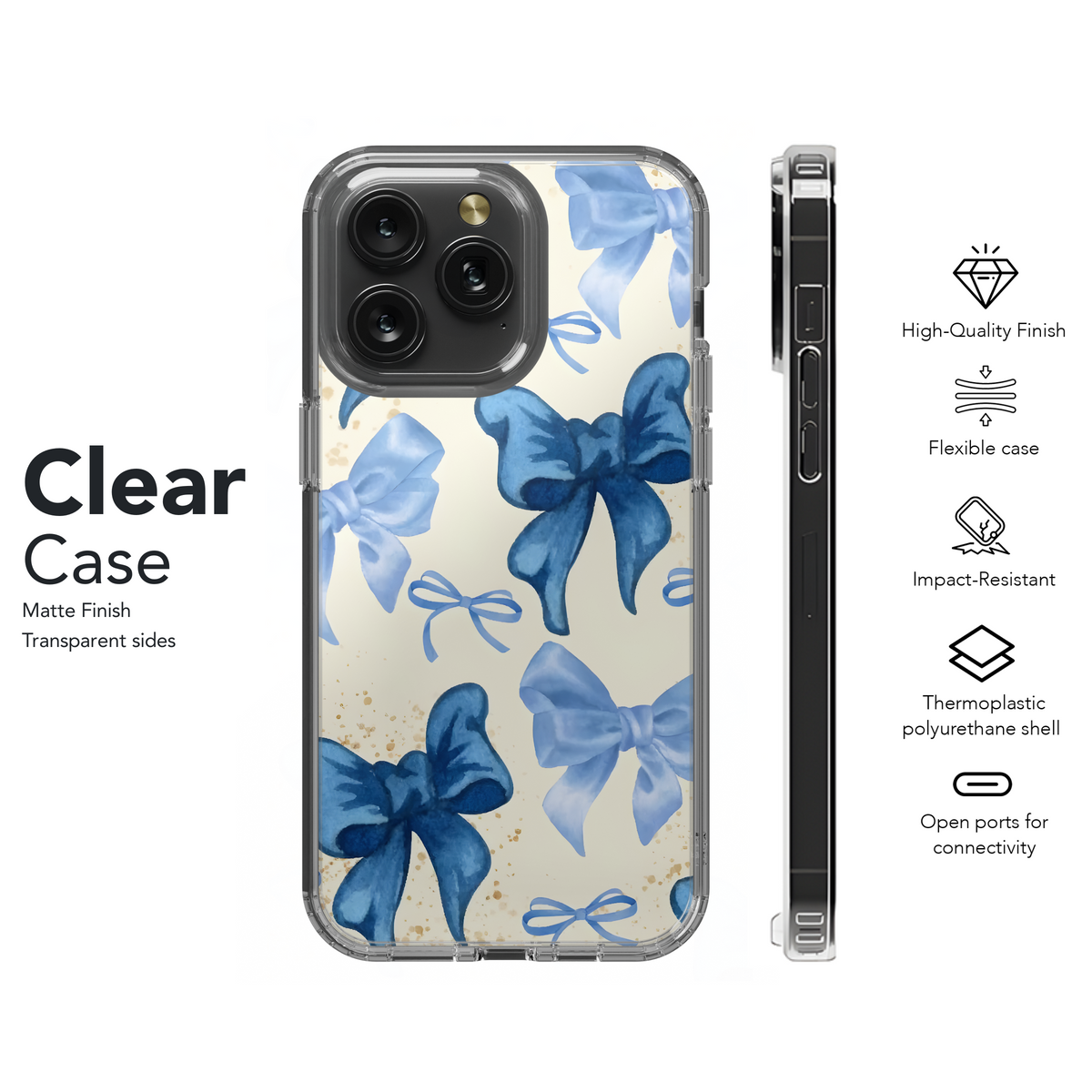 Blue Bow Watercolor Design
 Phone Case iPhone Samsung Cover Pixel 4216 - Image 8