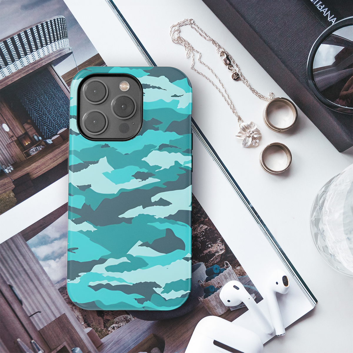 Blue Camouflage Patterns Seamless Phone Case iPhone Samsung Cover Pixel 2203 - Image 3