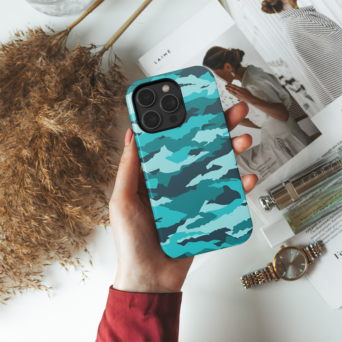 Blue Camouflage Patterns Seamless Phone Case iPhone Samsung Cover Pixel 2203 - Image 4