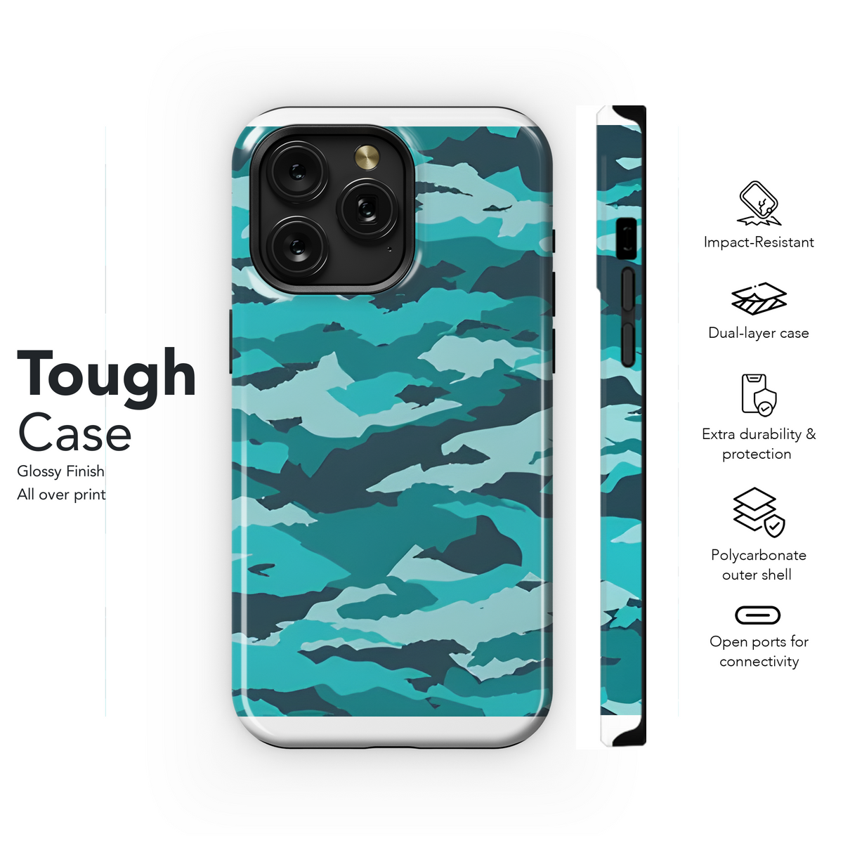 Blue Camouflage Patterns Seamless Phone Case iPhone Samsung Cover Pixel 2203 - Image 6