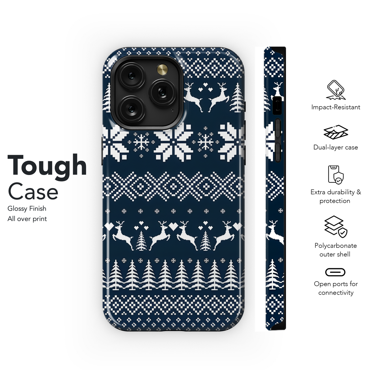 Blue Christmas Ethnic Pattern Phone Case iPhone Samsung Cover Pixel 2162 - Image 6