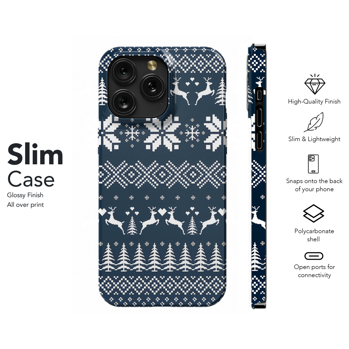 Blue Christmas Ethnic Pattern Phone Case iPhone Samsung Cover Pixel 2162 - Image 7