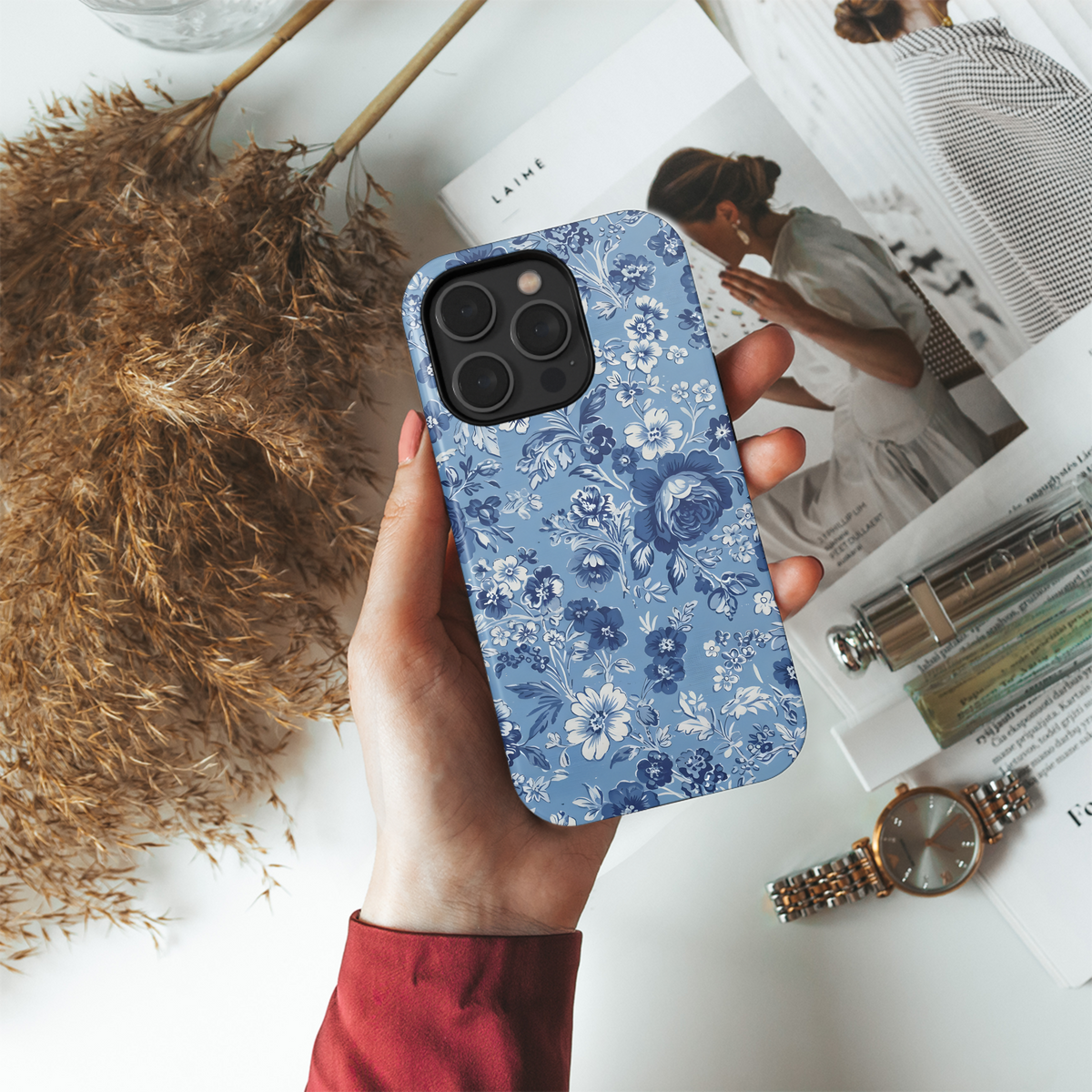 Blue Floral Delight
 Phone Case iPhone Samsung Cover Pixel 4051 - Image 4