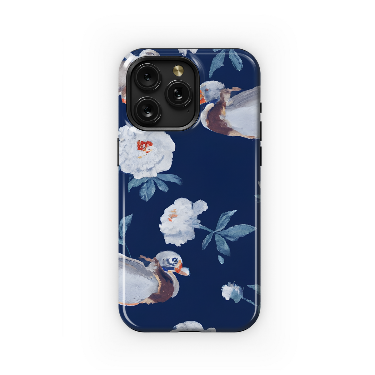 Blue Floral Peony with Ducks Phone Case iPhone Samsung Cover Pixel 3493 - Image 1