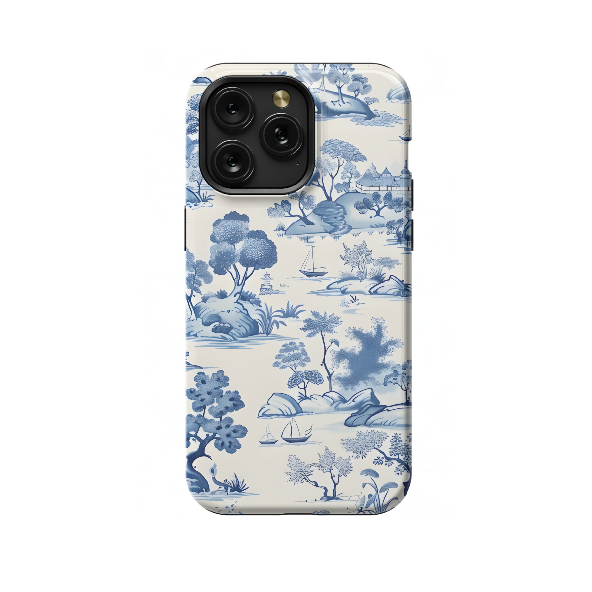 Blue Flower French Toile De Jouy Phone Case iPhone Samsung Cover Pixel 1194 - Image 1