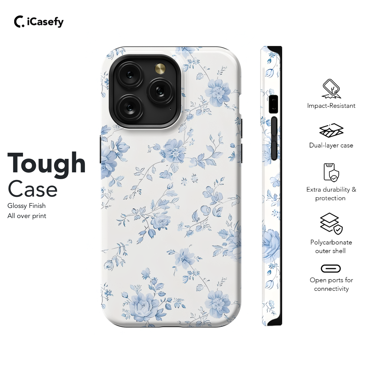 Blue Flower French Toile De Jouy Phone Case iPhone Samsung Cover Pixel 1199 - Image 5