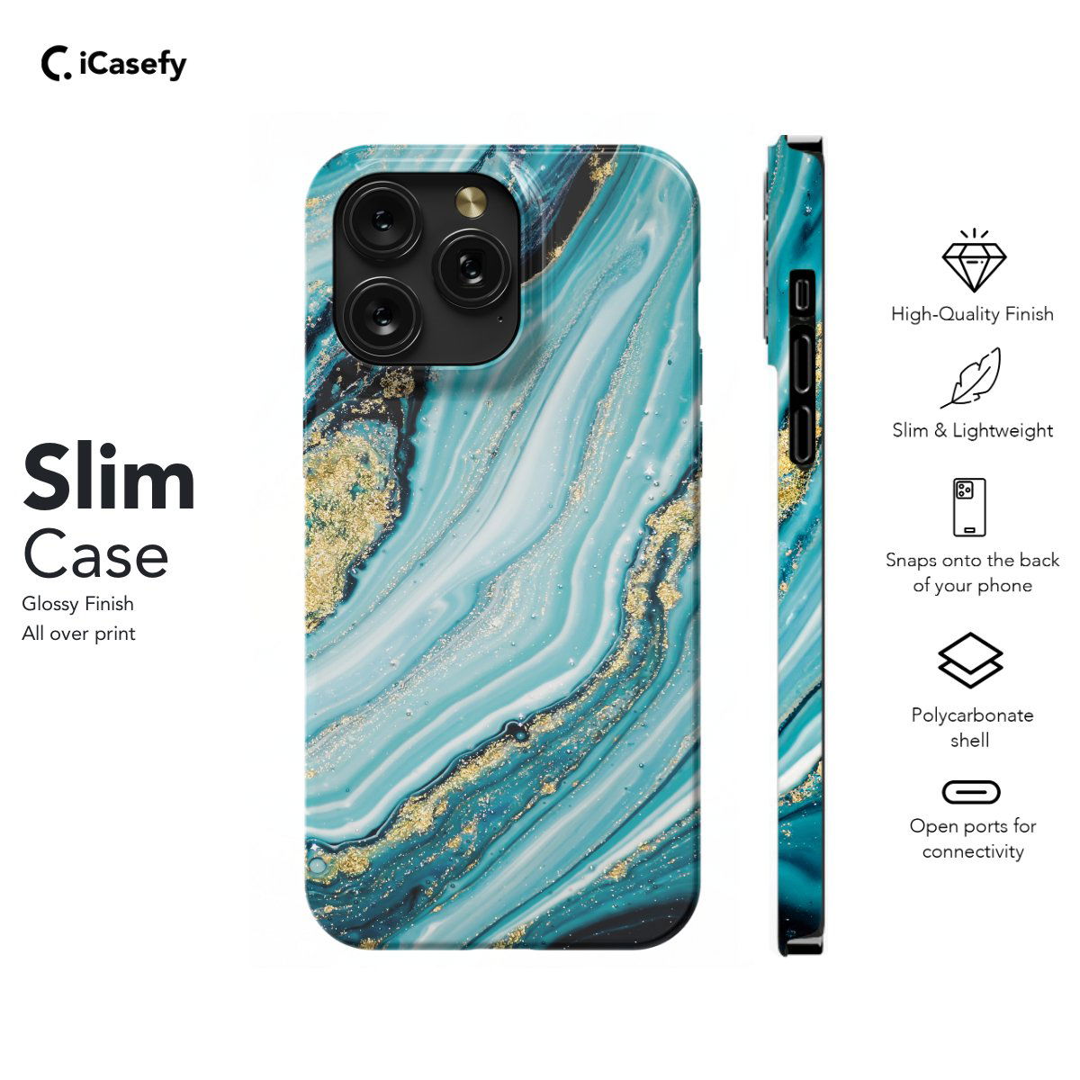 Blue Golden Wave Phone Case iPhone Samsung Pixel & More - Image 6