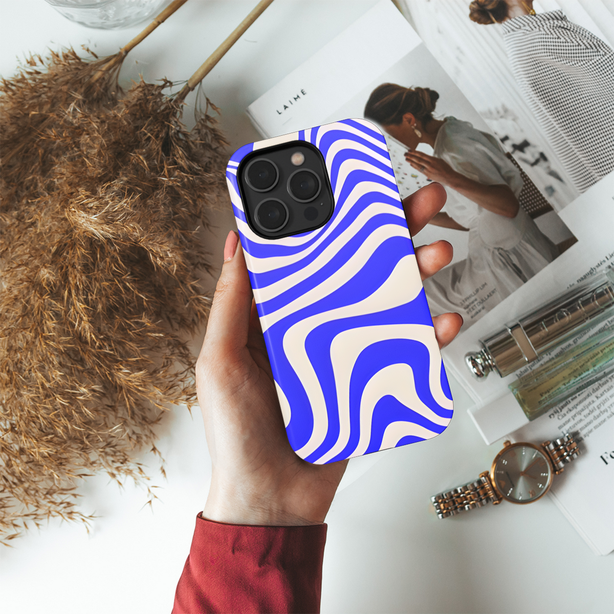 Blue Psychedelic Retro Phone Case iPhone Samsung Cover Pixel 2150 - Image 4