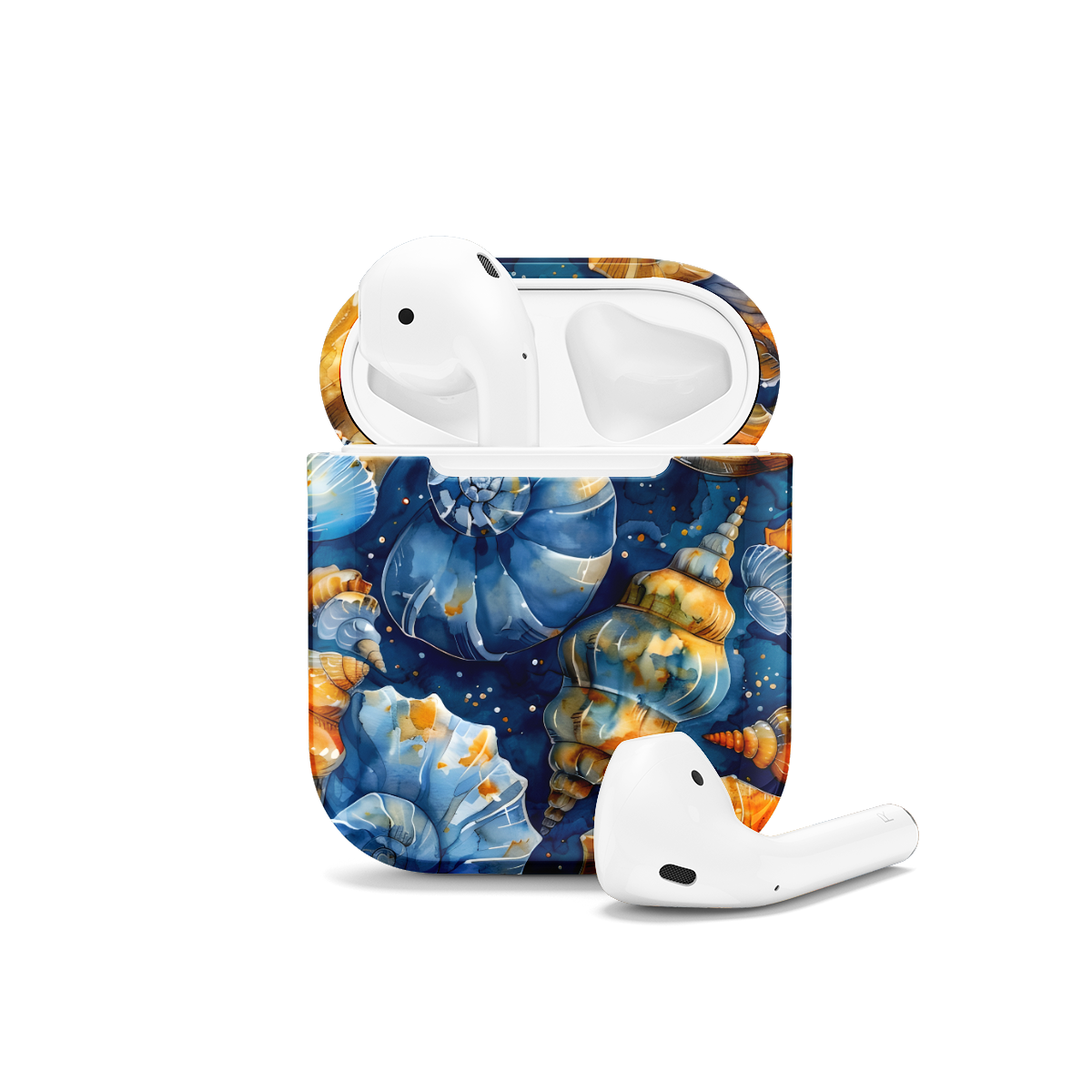 Blue Sea Shells Painting AirPods Case AirPods Pro AirPods Pro 2 AirPods 3 AirPods 2 Glossy 1185 - Image 1