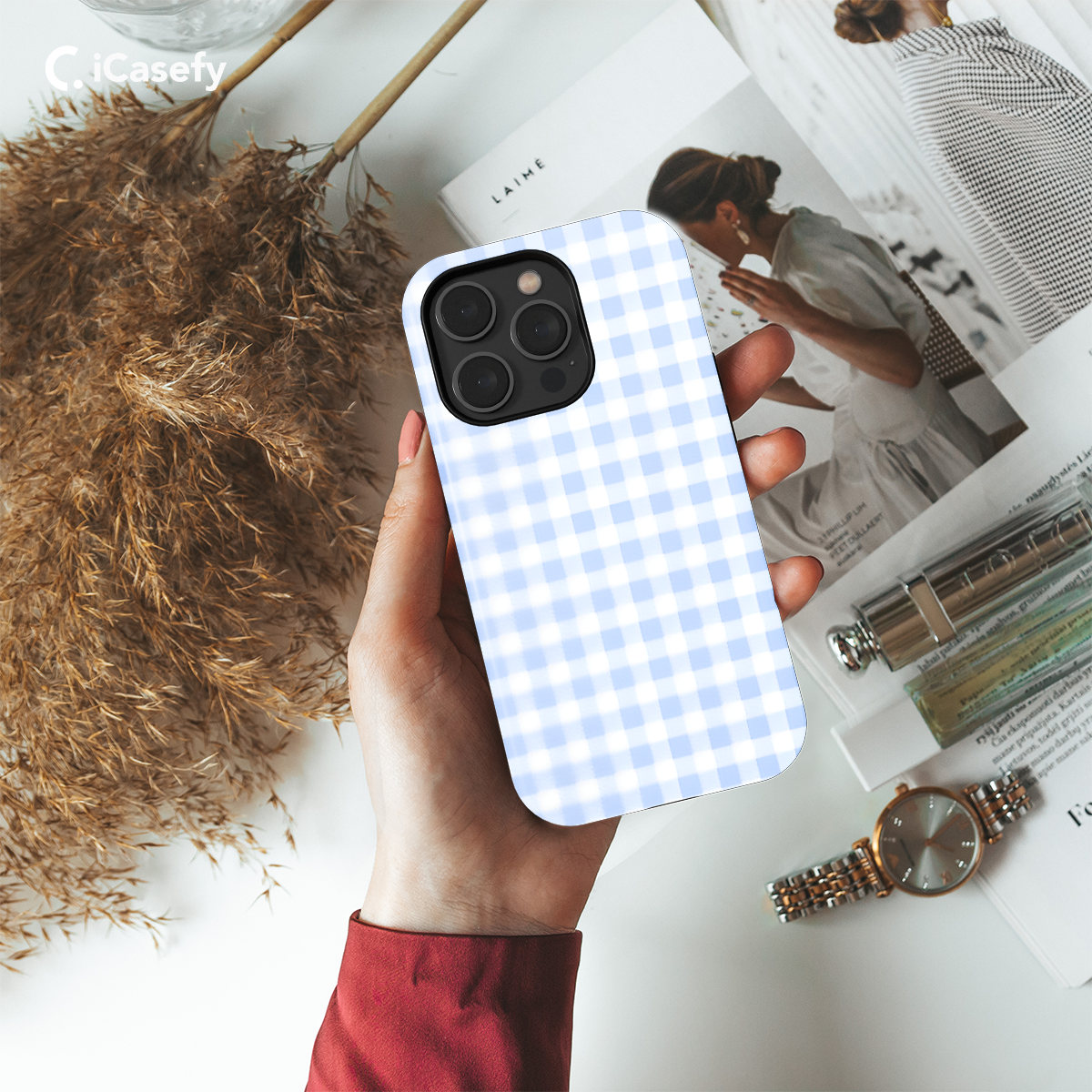 Blue Stripe Plaid Phone Case iPhone Samsung Cover Pixel 1389 - Image 2