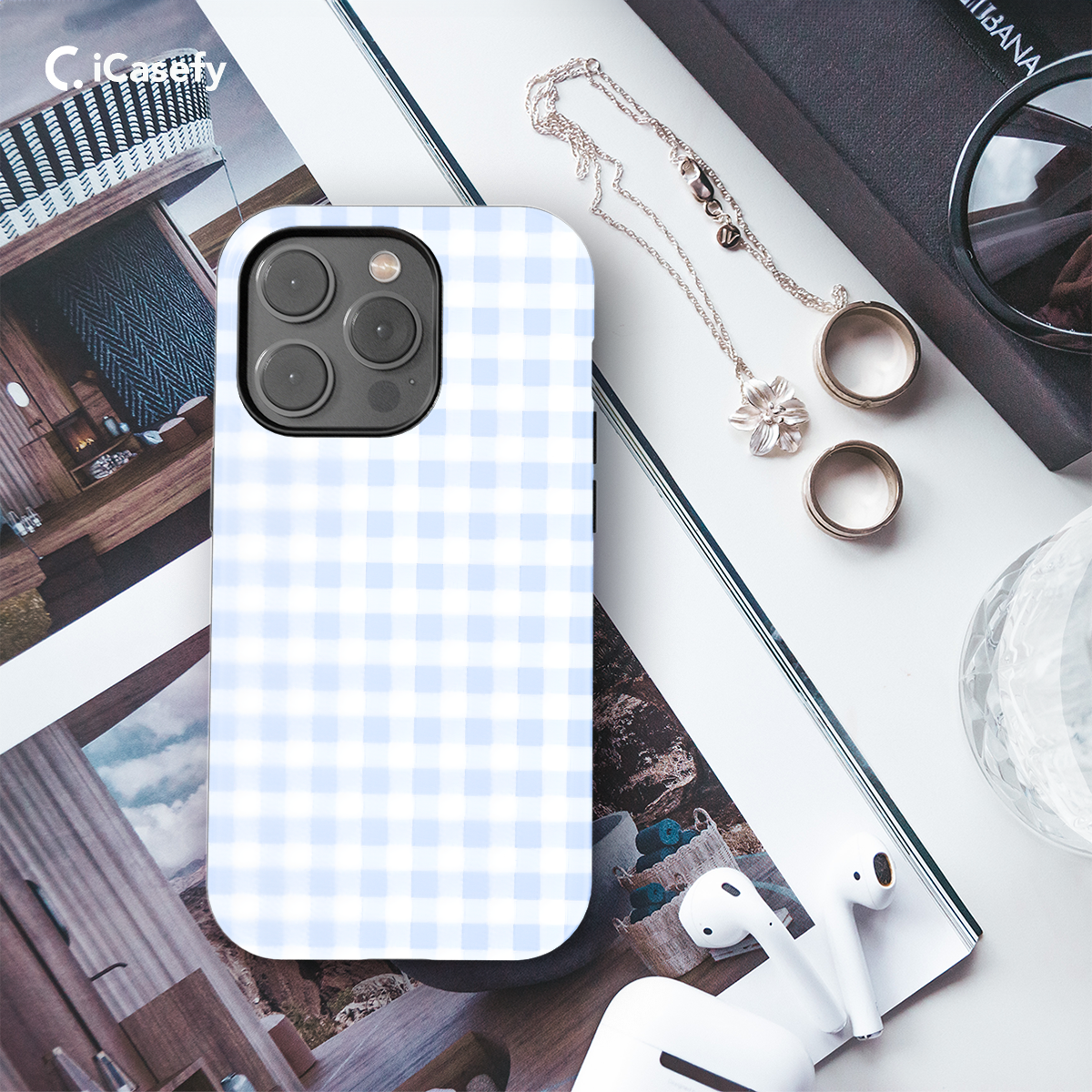 Blue Stripe Plaid Phone Case iPhone Samsung Cover Pixel 1389 - Image 3