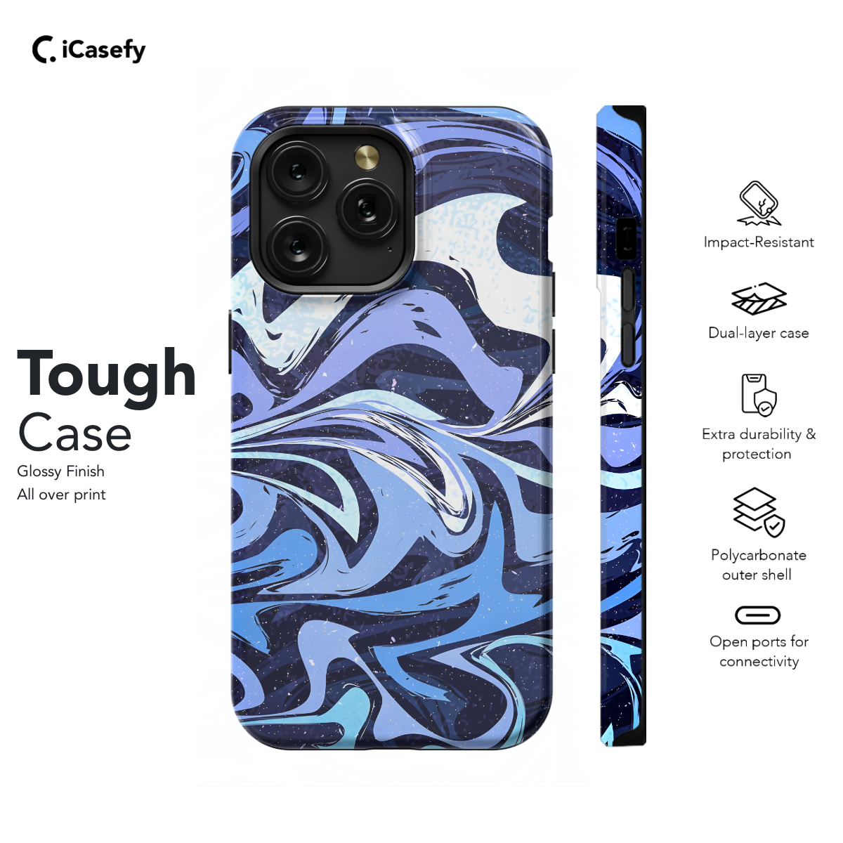 Blue Violet Wavy Marble Phone Case iPhone Samsung Pixel & More 46 - Image 5