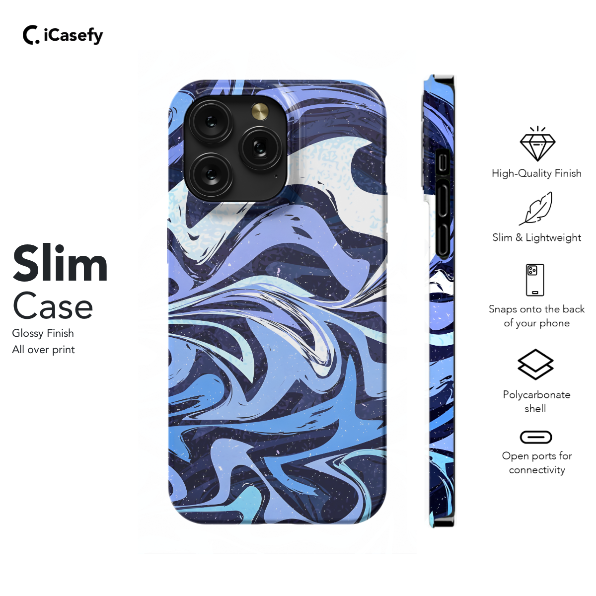 Blue Violet Wavy Marble Phone Case iPhone Samsung Pixel & More 46 - Image 6