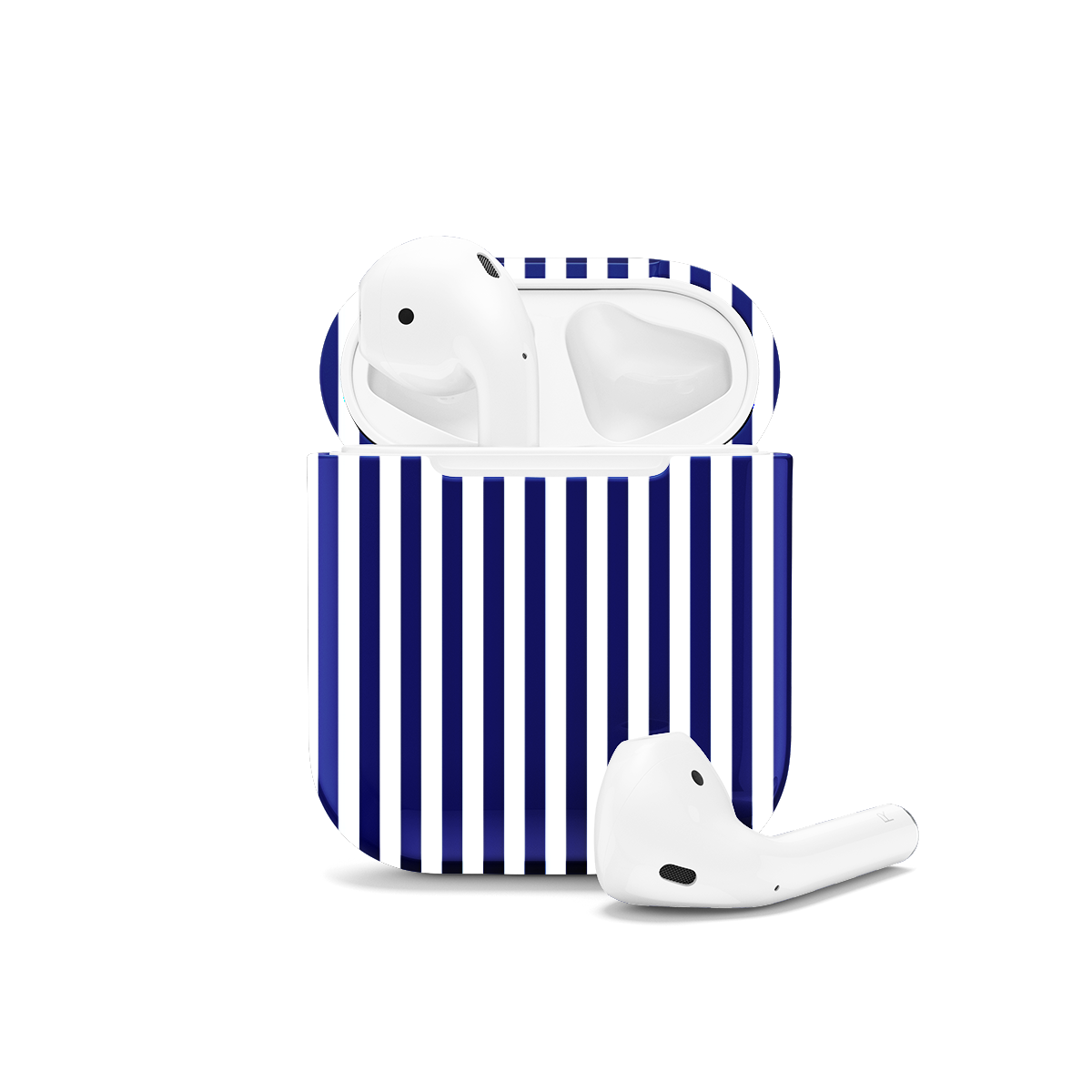 Blue White Navy Striped AirPods Case AirPods Pro AirPods Pro 2 AirPods 3 AirPods 2 Glossy 1615 - Image 1