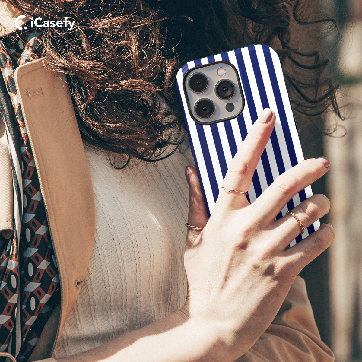 Blue White Navy Striped Phone Case iPhone Samsung Cover Pixel 1615 - Image 4