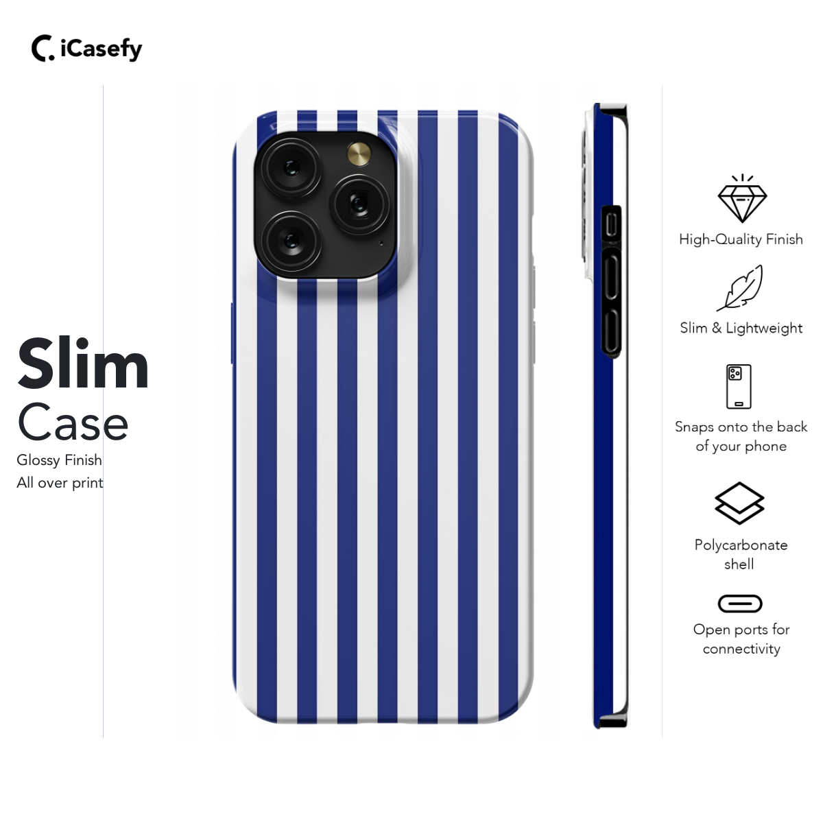 Blue White Navy Striped Phone Case iPhone Samsung Cover Pixel 1615 - Image 6