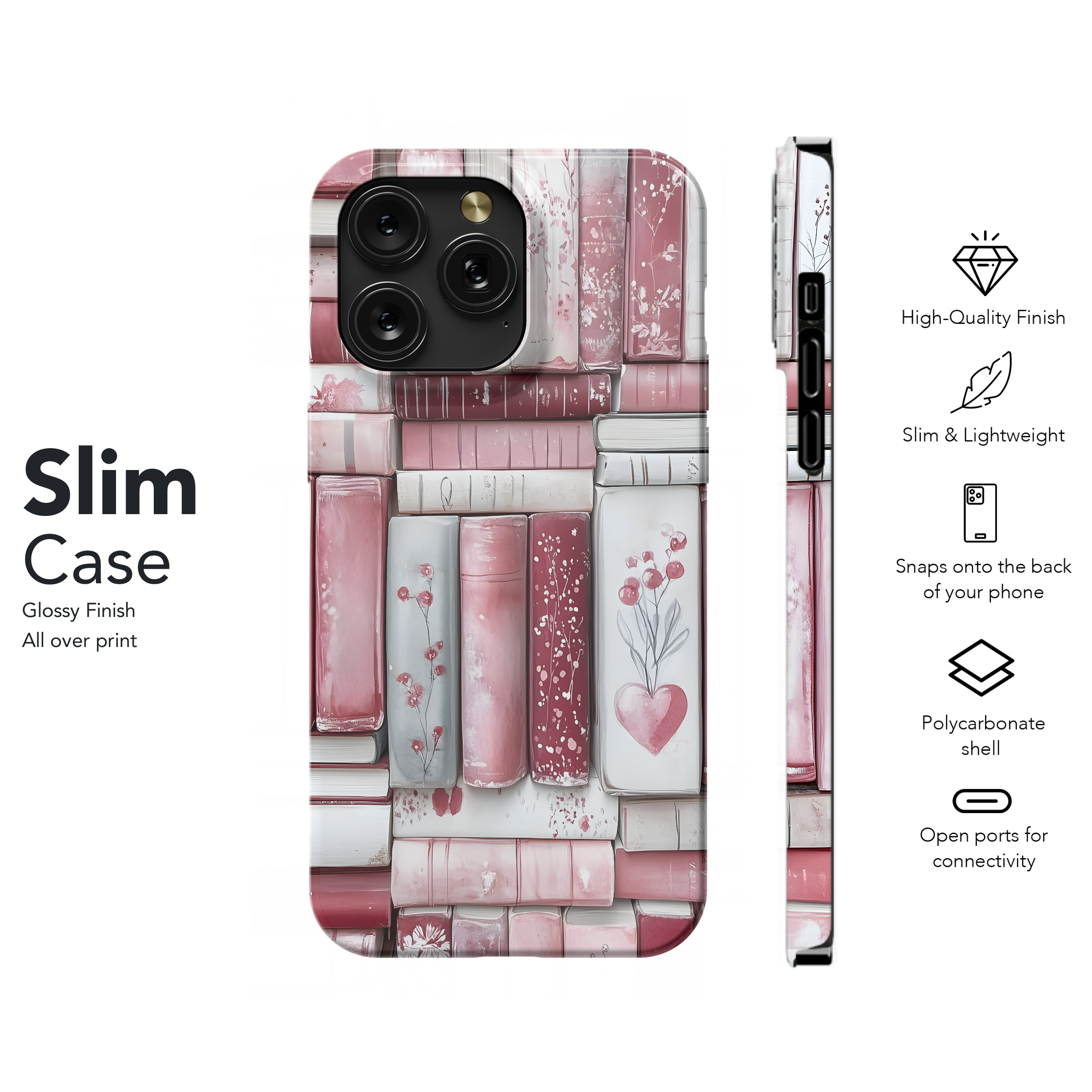 Blush Book Stack Design
 Phone Case iPhone Samsung Cover Pixel 4481 - Image 7