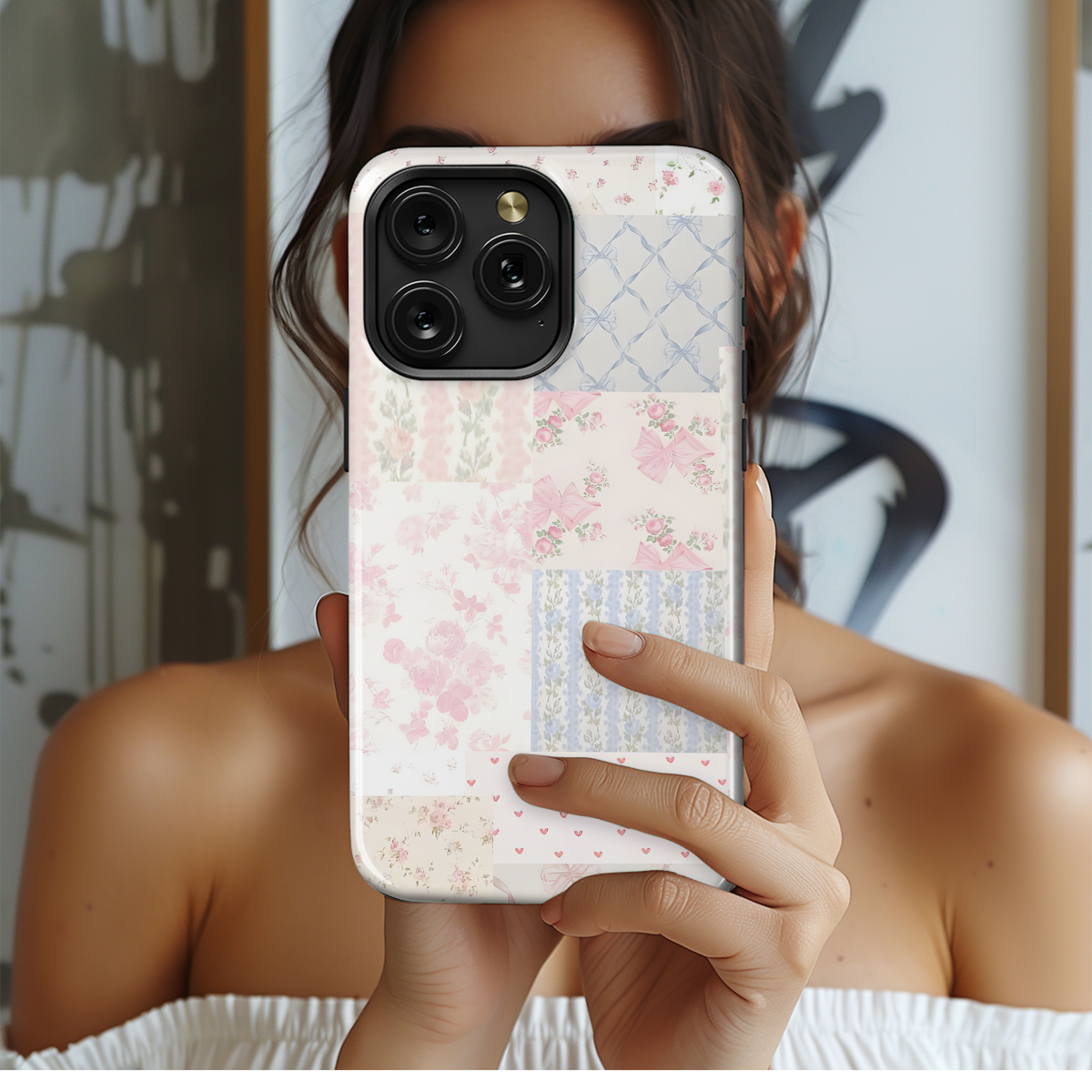 Blushing Quilt Phone Case iPhone Samsung Cover Pixel 3211 - Image 2