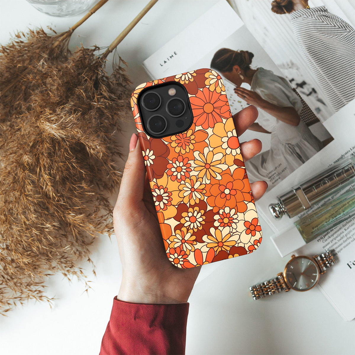 Boho Floral Phone Case iPhone Samsung Cover Pixel 2526 - Image 4