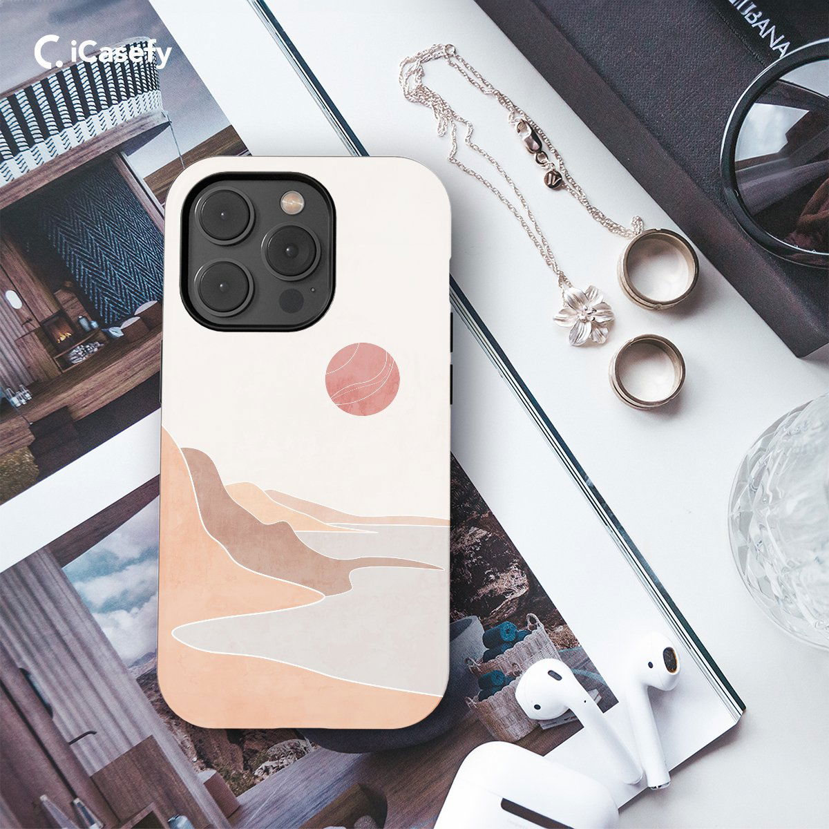 Boho Style Minimalism Landscape Phone Case iPhone Samsung Pixel & More #109 - Image 3