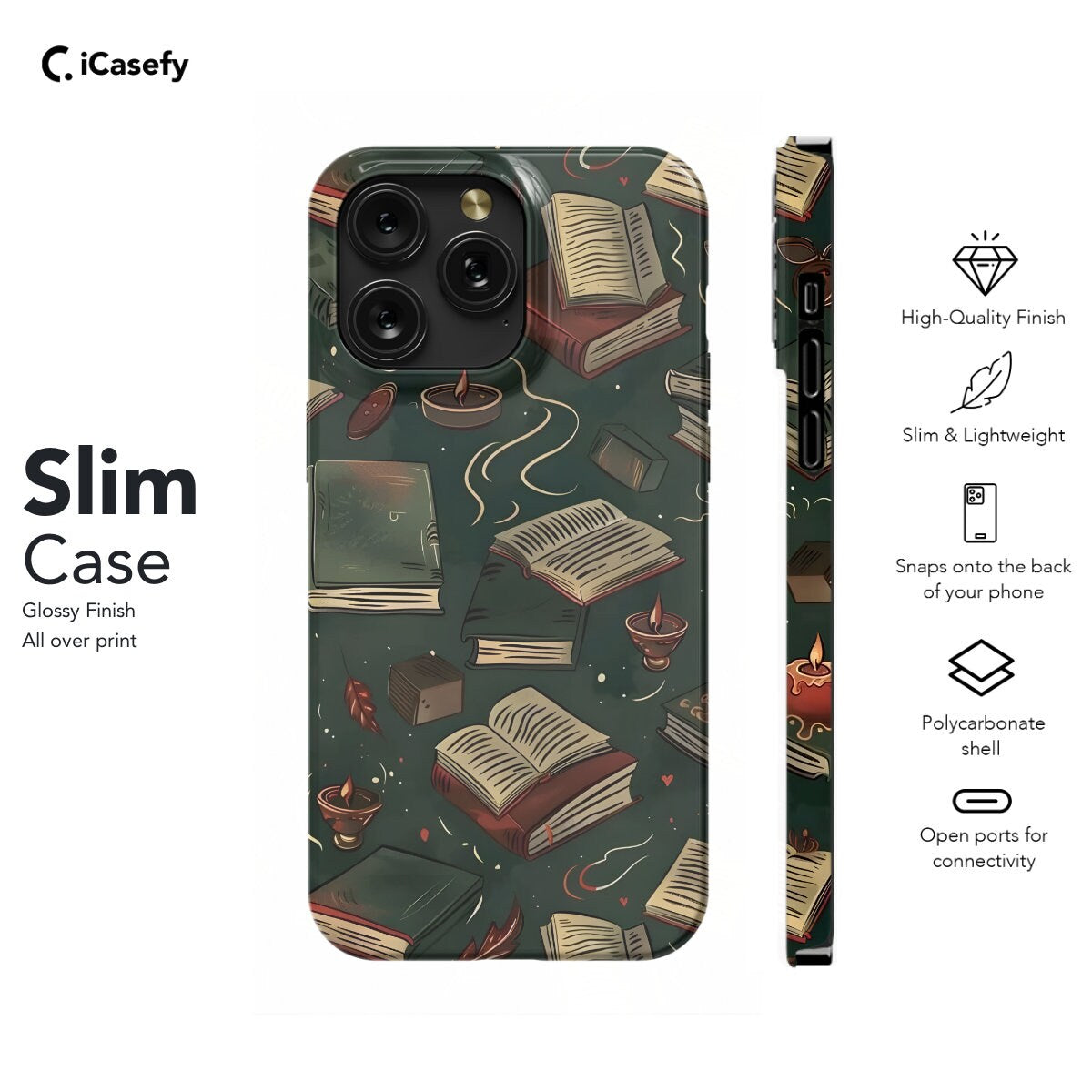 Book Aesthetic Phone Case - Literary Design Monogram Option - iPhone Samsung Pixel  More - Image 6