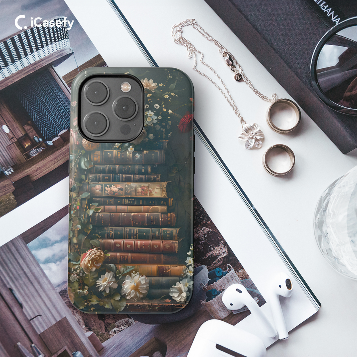 Book Lover Aesthetic Flower Phone Case iPhone Samsung Cover Pixel 1940 - Image 3