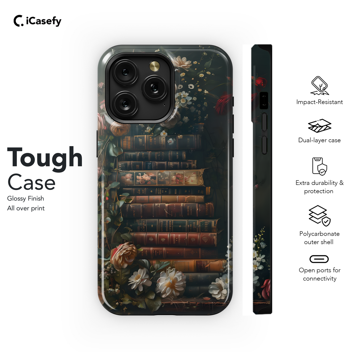 Book Lover Aesthetic Flower Phone Case iPhone Samsung Cover Pixel 1940 - Image 6