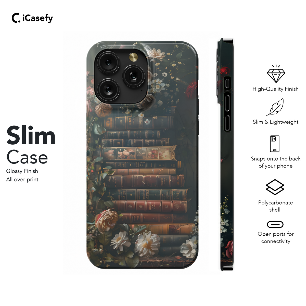 Book Lover Aesthetic Flower Phone Case iPhone Samsung Cover Pixel 1940 - Image 7